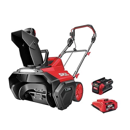 SKIL PWR CORE 40 Brushless 40V 20 in. Single Stage Snow Blower Kit, 30'ft Throwing Distance, Includes 6.0Ah Battery and Charger- SB2001C-10 red