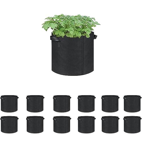 12-Pack 3 Gallon Grow Bags, Heavy Duty Aeration Fabric Pots with Sturdy Handles, Thickened Fabric Pots for Plants