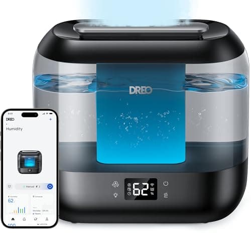 Dreo Smart Humidifiers for Bedroom, Top Fill 4L Cool Mist Humidifier with Nightlight, 32H Runtime, Touch/APP/Voice Control, Quiet Ultrasonic Humidifiers for Large Room, Home, Baby, Plants, Office