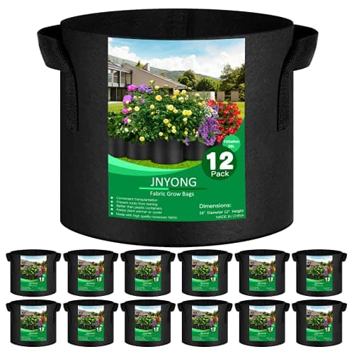 12-Pack 10 Gallon Thickened Non-Woven Grow Bags, Aeration Fabric Pots with Handles