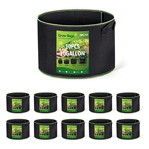 Delxo 10 Gallon Grow Bags 10 Pack for Planting, Fabric Pots Plants Growing Bags with Handles Heavy Duty Aeration Thickened Nonwoven