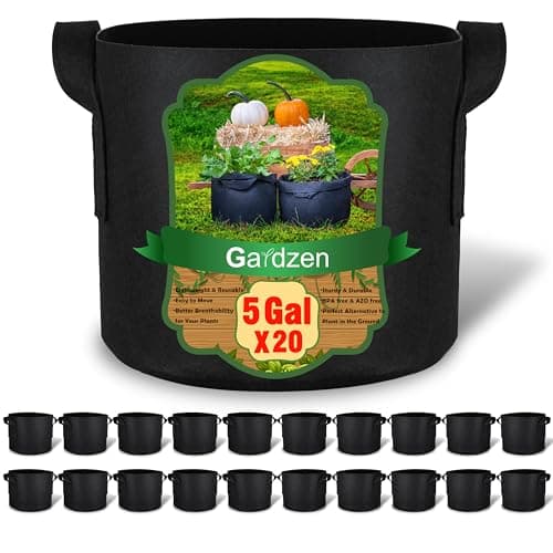 Gardzen 20-Pack 5 Gallon Grow Bags, Aeration Fabric Pots with Handles