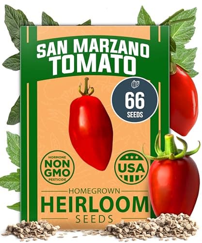 HOME GROWN San Marzano Tomato Seeds - 66 Non-GMO, USA Sourced Heirloom Tomato Seeds - Vegetable Seeds for Planting Indoor or Outdoor (Solanum lycopersicum)