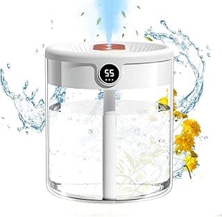 Humidifiers for Bedroom, 2L Quiet Cool Mist Humidifiers for Home Nursery Indoor Plants, Doubel Nozzle Quiet Air Humidificador for Large Room Indoor Plant, Lasts Up to 24 Hours, Auto Shut-Off