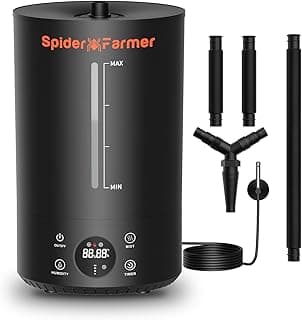 Spider Farmer 3-in-1 6L Humidifier Indoor with Timer & Hose Cool Mist Ultrasonic Humidifiers Large Room with Temperature & Humidity Probe for Plant Mushroom Greenhouse Bedroom Grow Tent Top Fill Black