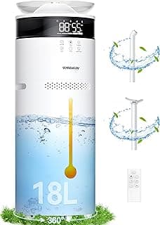 VAGKRI Humidifiers for Large Room, 18L Ultrasonic Cool Mist Humidifier for Home 2000 sq ft, 5 Mist Levels, Auto Mode, Whole House Humidifiers with 2 Extended Tube Quiet Humidifiers for Baby Home Plant