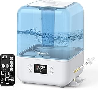 MORENTO Humidifiers for Bedroom, 4.5L Top Fill Humidifiers for Large Room, Cool Mist Humidifiers for Home, 360 Nozzle, Auto Shut-Off, Humidity Setting, Last up to 50Hrs with Night Light, White