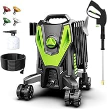 Electric Pressure Washer - 4500 PSI 3.0GPM Electric Power Washer with 4 Anti-Tipping Wheels, 4 Different Nozzles, 35FT Power Cord, Soap Cannon for Car, Garden, Yard, House, Green